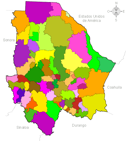 Al 2010, el estado de Chihuahua está dividido en 67 municipios